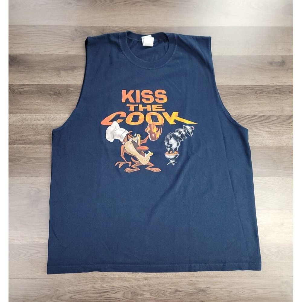 Vintage 90s Looney Tunes TAZ Kiss The Cook Tank Top Shirt Size XXL Sleeveless